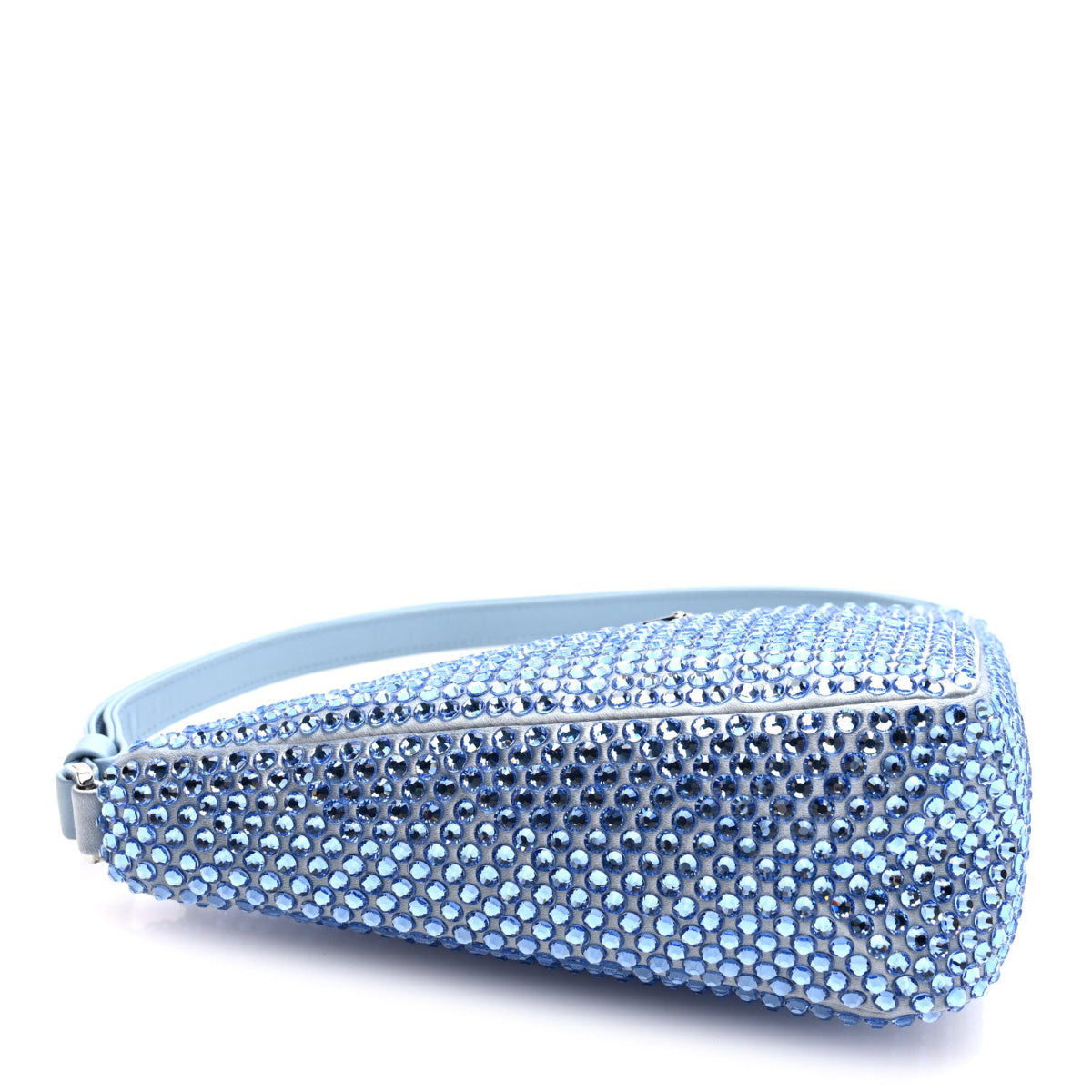 Satin Crystal Triangle Pouch Celeste