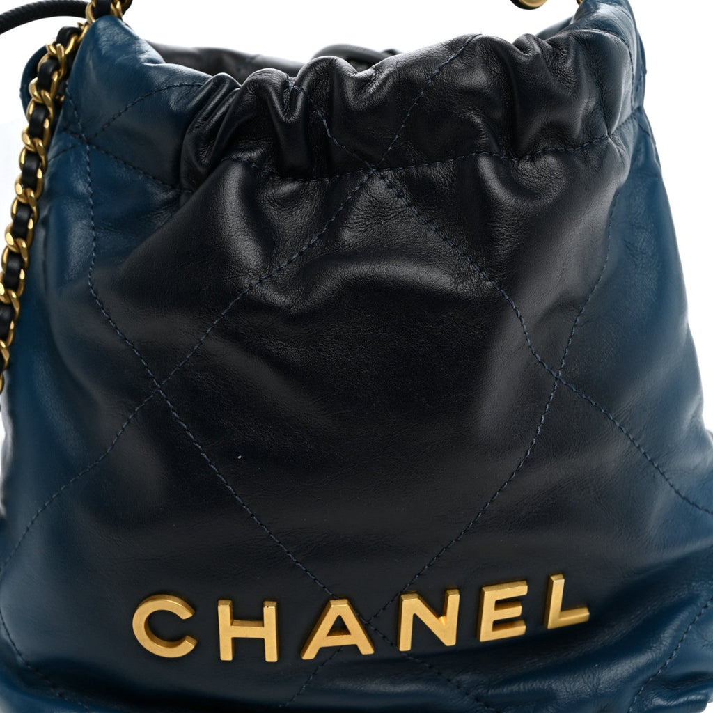 Shaded Calfskin Quilted Mini Chanel 22 Blue Dark Blue