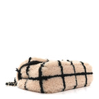 Shearling Lambskin Large Fluffy Tartan Single Flap Pink Black