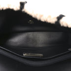 Shearling Lambskin Large Fluffy Tartan Single Flap Pink Black