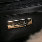 Shearling Lambskin Large Fluffy Tartan Single Flap Pink Black