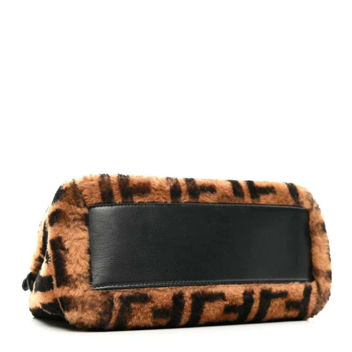 Shearling Nappa Macro FF 1975 Mini Peekaboo Iconic Satchel Tobacco Black