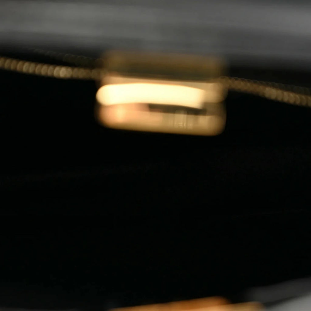 Shearling Nappa Macro FF 1975 Mini Peekaboo Iconic Satchel Tobacco Black