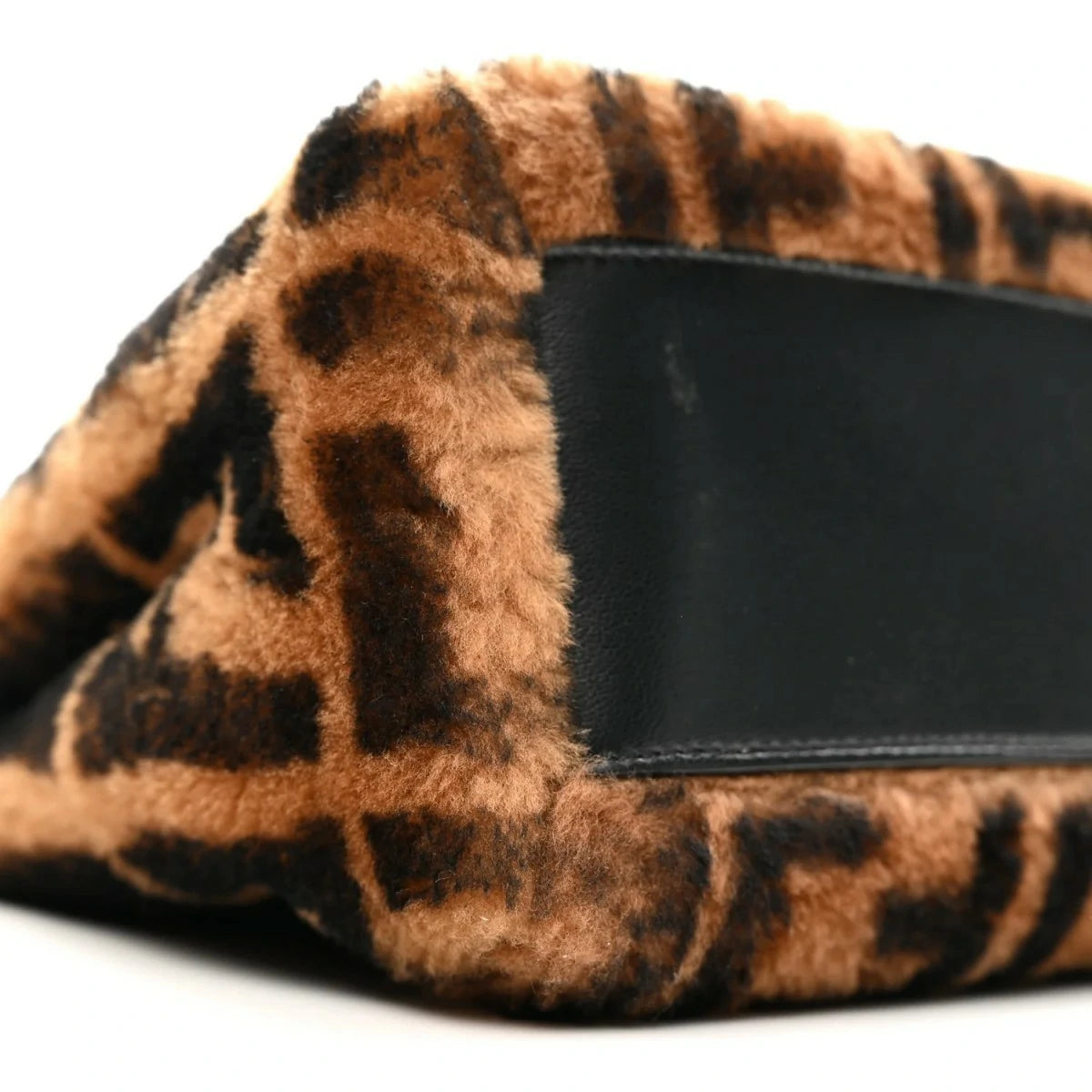 Shearling Nappa Macro FF 1975 Mini Peekaboo Iconic Satchel Tobacco Black