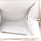 Shearling Sheepskin Lambskin Quilted Clutch With Chain White