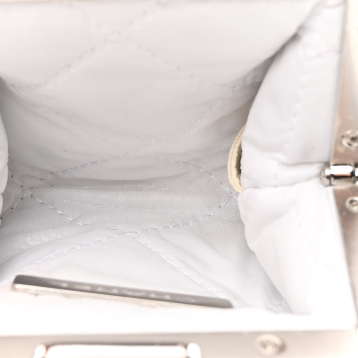 Shearling Sheepskin Lambskin Quilted Clutch With Chain White