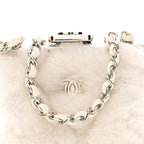 Shearling Sheepskin Lambskin Quilted Clutch With Chain White