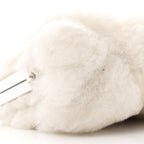 Shearling Sheepskin Lambskin Quilted Clutch With Chain White
