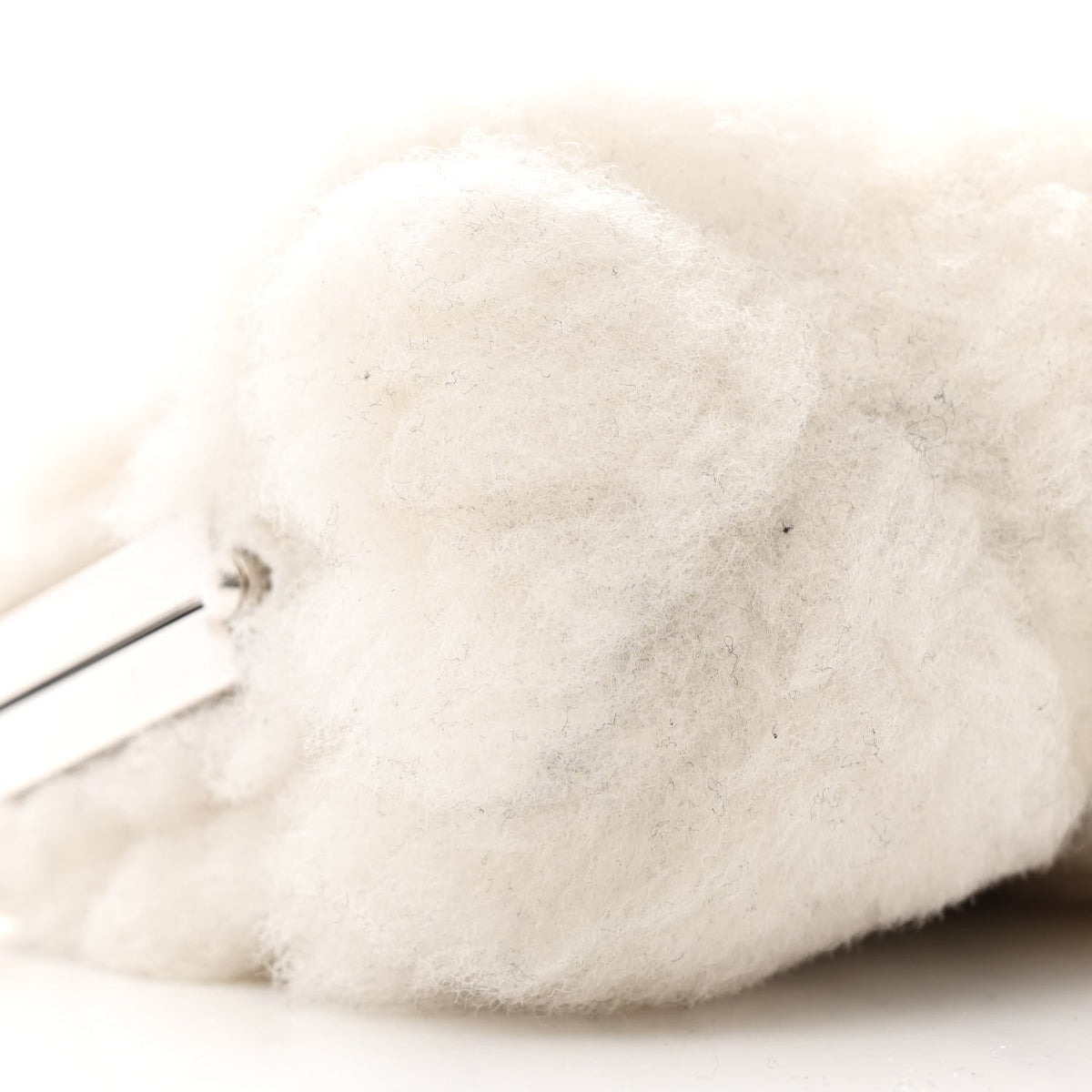 Shearling Sheepskin Lambskin Quilted Clutch With Chain White