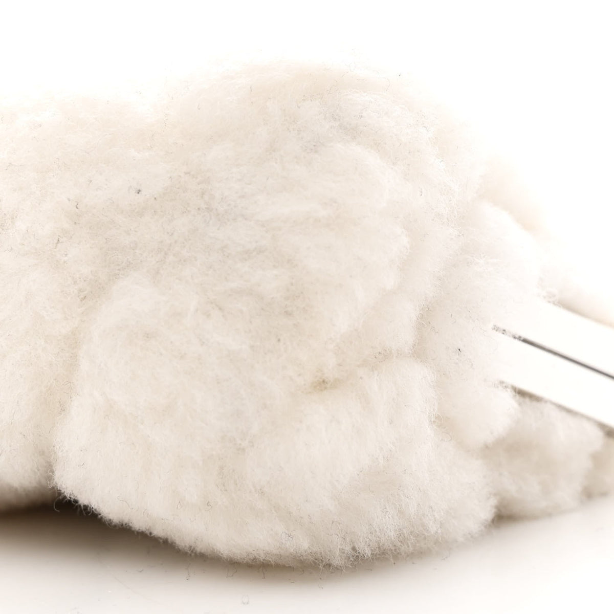 Shearling Sheepskin Lambskin Quilted Clutch With Chain White