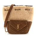Shearling Suede Monogram Joe Nano Bucket Bag Dark Cigar Natural Beige