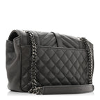 Sheepskin Tri-Quilt Monogram Medium College Bag Coal