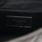 Sheepskin Tri-Quilt Monogram Medium College Bag Coal