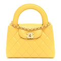 Shiny Aged Calfskin Quilted Nano Kelly Shopper Light Yellow