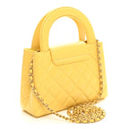 Shiny Aged Calfskin Quilted Nano Kelly Shopper Light Yellow