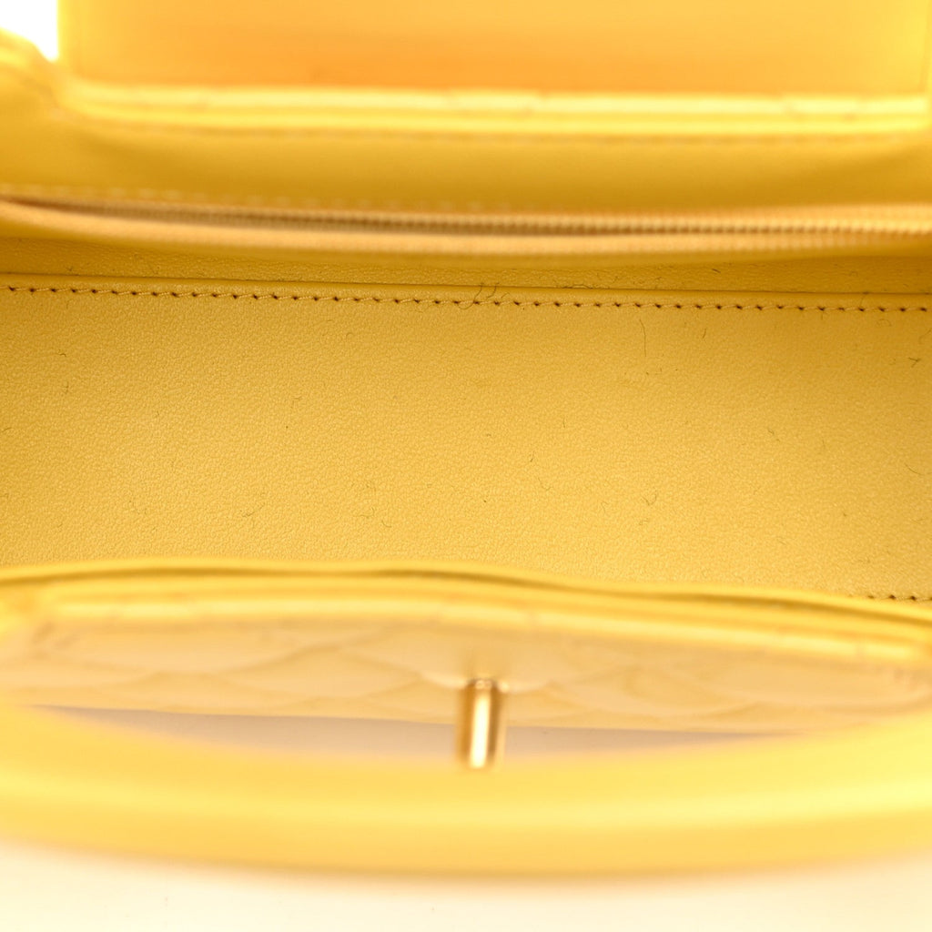 Shiny Aged Calfskin Quilted Nano Kelly Shopper Light Yellow