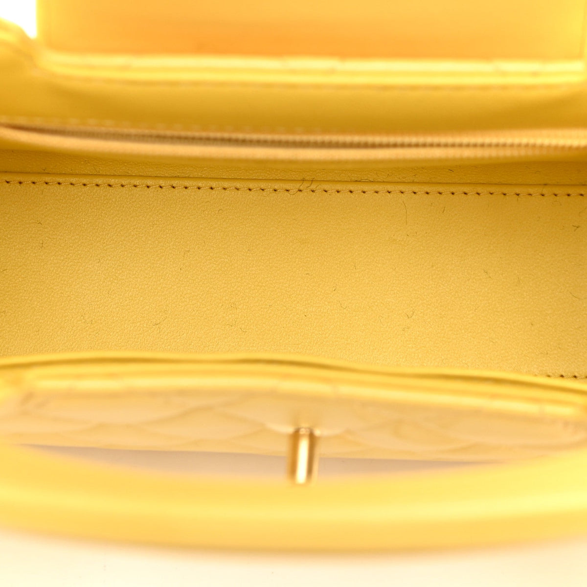 Shiny Aged Calfskin Quilted Nano Kelly Shopper Light Yellow
