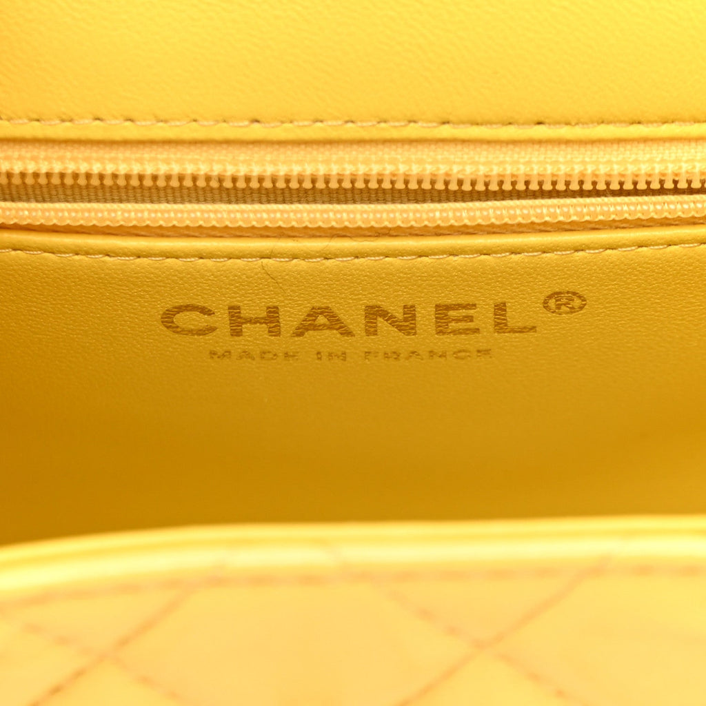 Shiny Aged Calfskin Quilted Nano Kelly Shopper Light Yellow