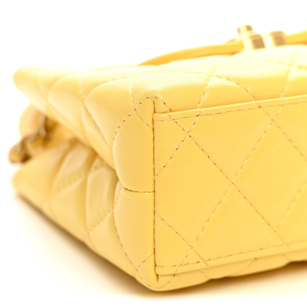 Shiny Aged Calfskin Quilted Nano Kelly Shopper Light Yellow