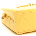 Shiny Aged Calfskin Quilted Nano Kelly Shopper Light Yellow