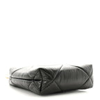 Shiny Aged Lambskin Quilted Kiss Lock Clutch With Chain Black