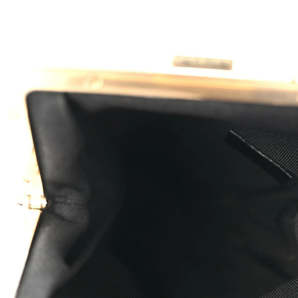 Shiny Aged Lambskin Quilted Kiss Lock Clutch With Chain Black