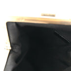 Shiny Aged Lambskin Quilted Kiss Lock Clutch With Chain Black