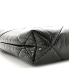 Shiny Aged Lambskin Quilted Kiss Lock Clutch With Chain Black