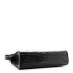 Shiny Calfskin Crocodile Embossed Manhattan Baguette Black
