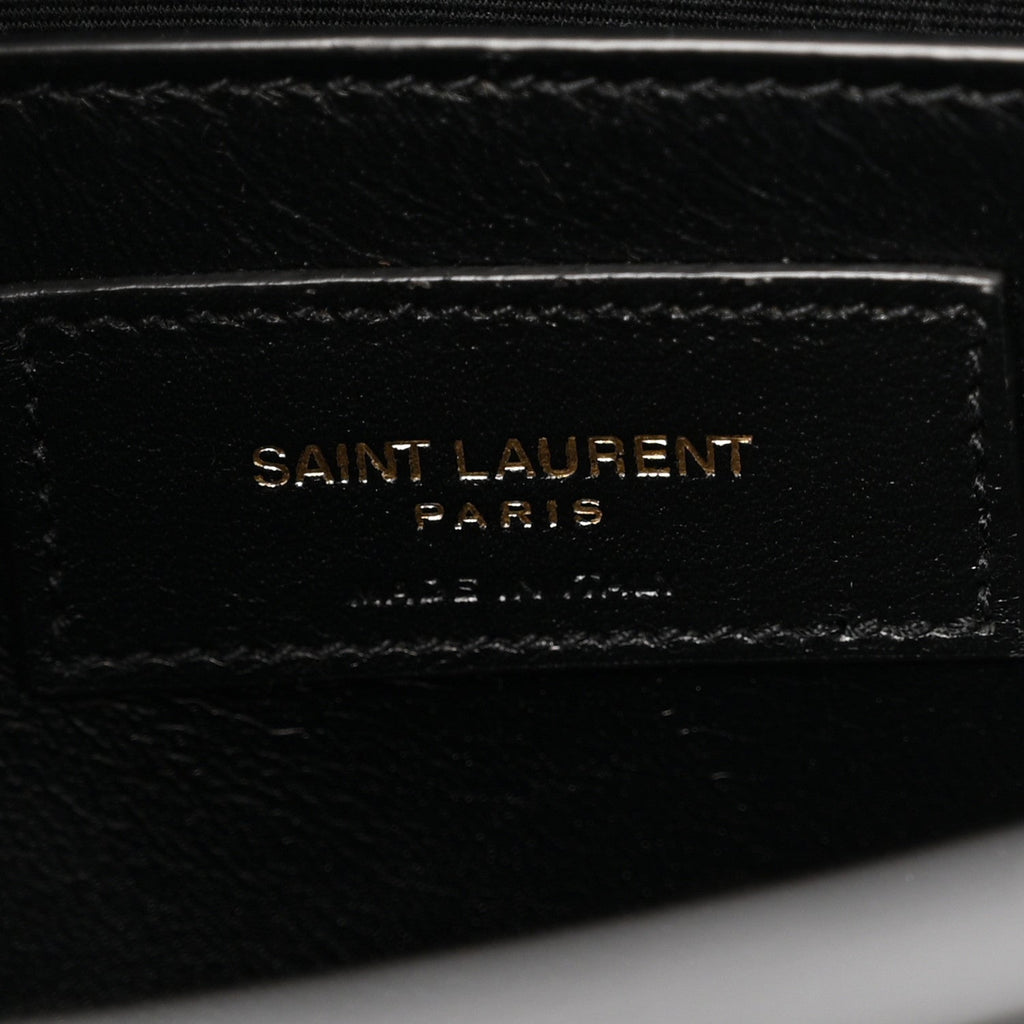 Shiny Calfskin Crocodile Embossed Manhattan Baguette Black