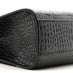 Shiny Calfskin Crocodile Embossed Manhattan Baguette Black