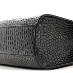 Shiny Calfskin Crocodile Embossed Manhattan Baguette Black