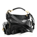 Shiny Calfskin Medium Double Carry Camera Bag Black