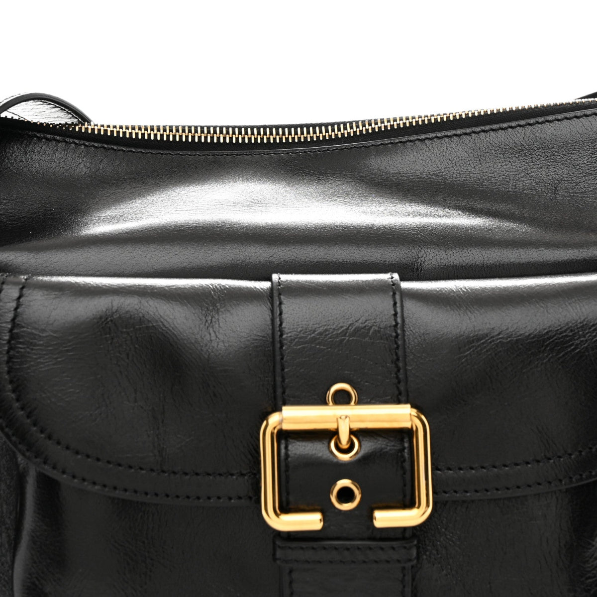 Shiny Calfskin Medium Double Carry Camera Bag Black