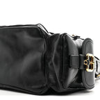 Shiny Calfskin Medium Double Carry Camera Bag Black