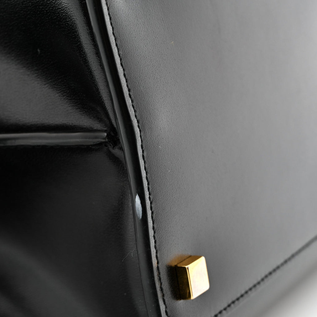 Shiny Calfskin Medium Uptown Tote Black