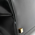 Shiny Calfskin Medium Uptown Tote Black