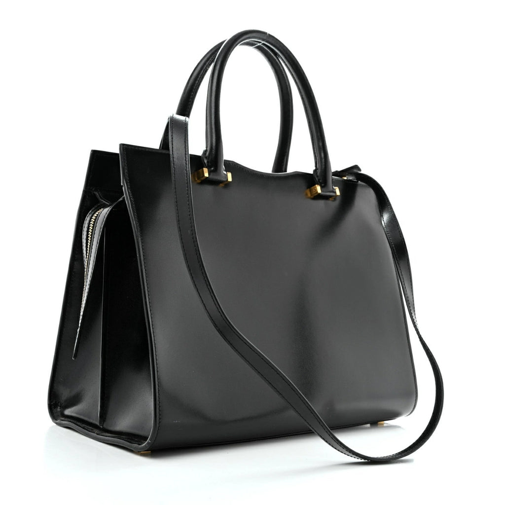 Shiny Calfskin Medium Uptown Tote Black