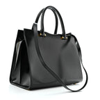 Shiny Calfskin Medium Uptown Tote Black