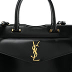 Shiny Calfskin Medium Uptown Tote Black