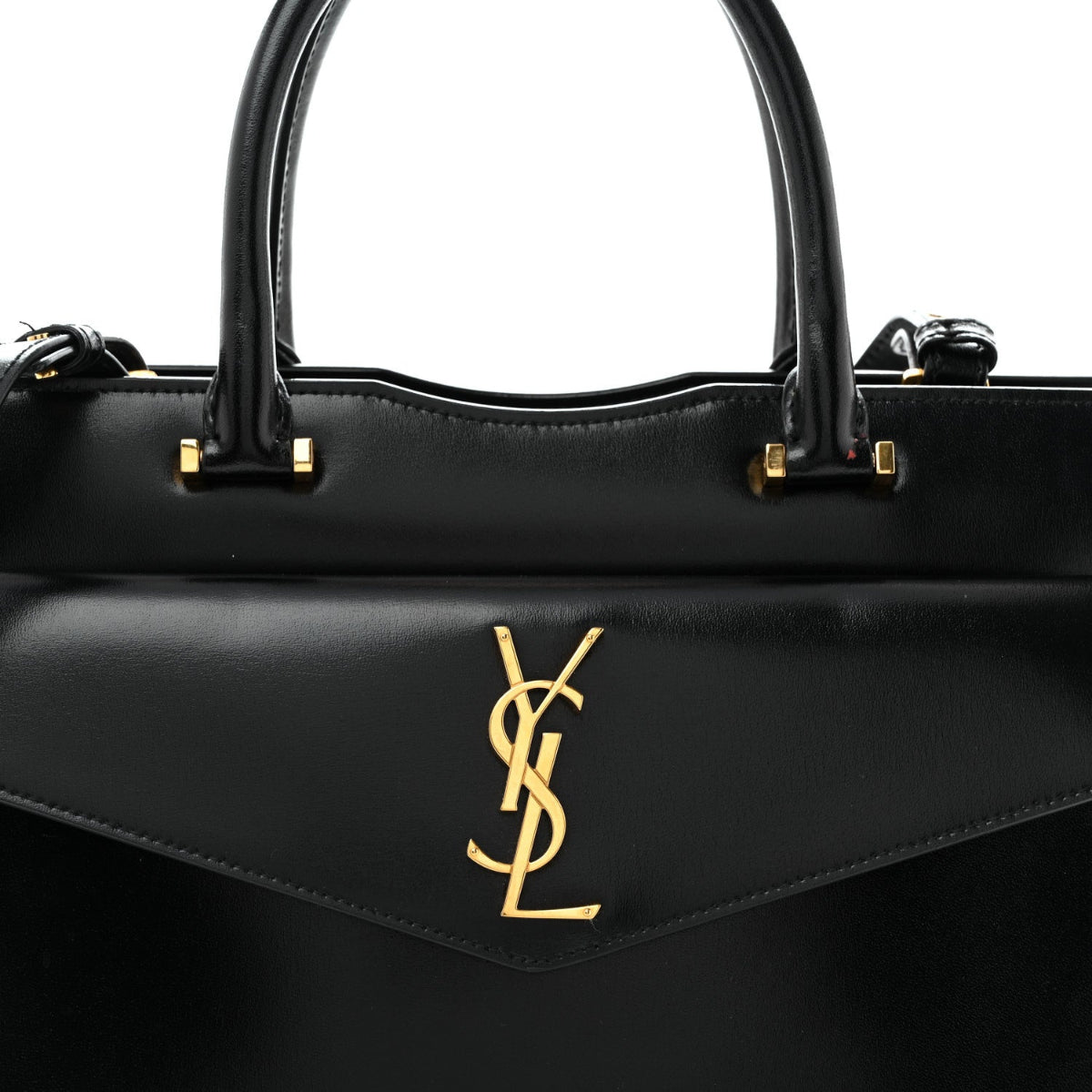 Shiny Calfskin Medium Uptown Tote Black
