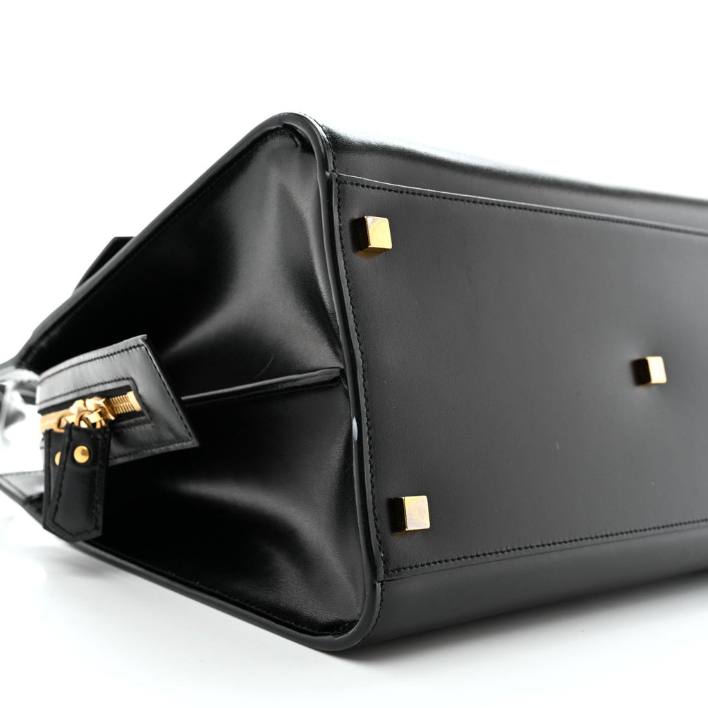Shiny Calfskin Medium Uptown Tote Black