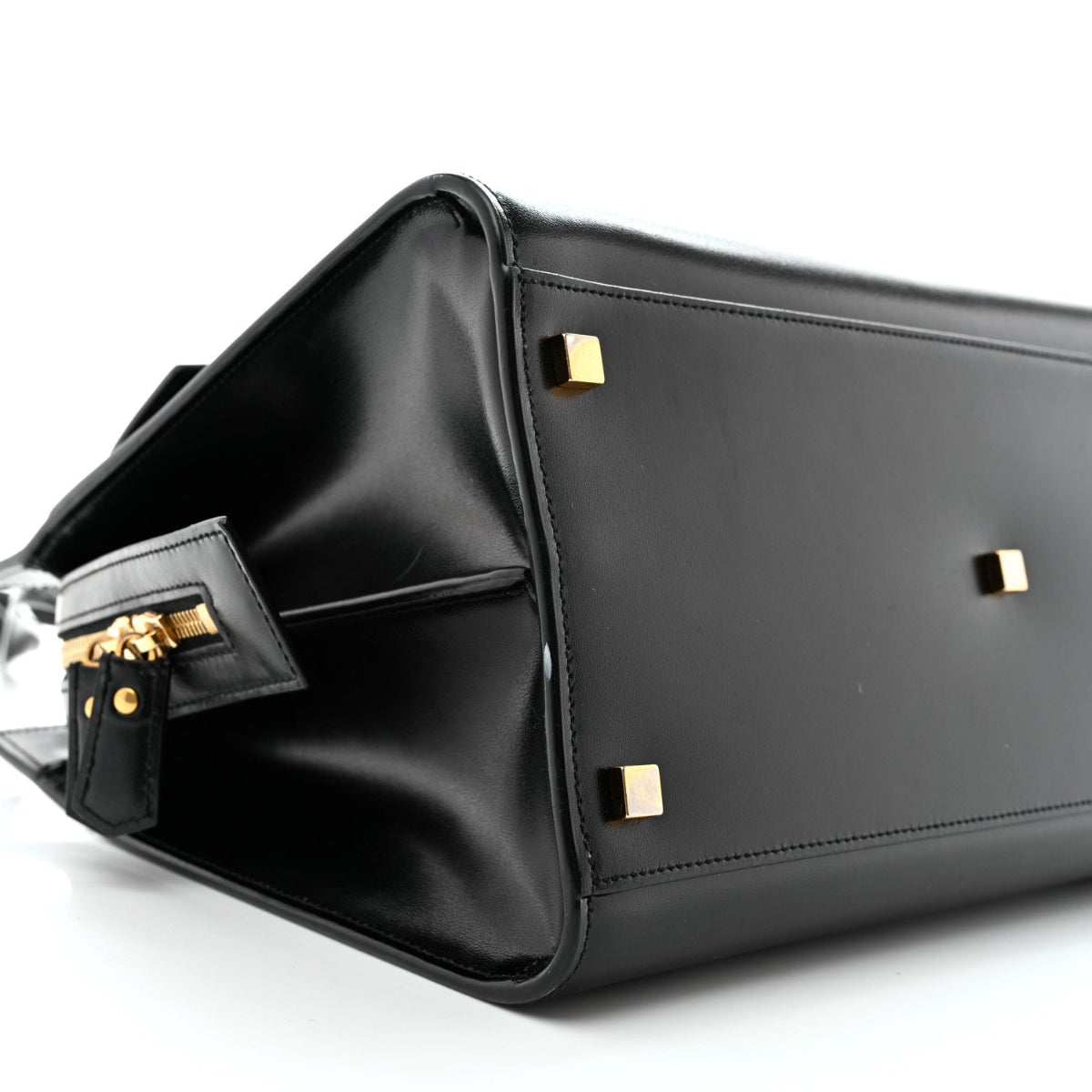 Shiny Calfskin Medium Uptown Tote Black