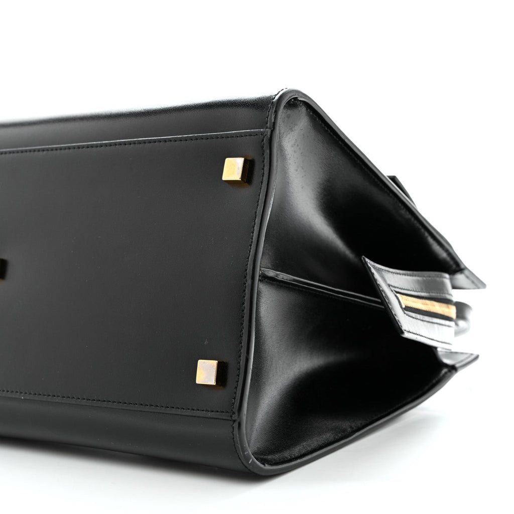 Shiny Calfskin Medium Uptown Tote Black