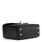 Shiny Calfskin Quilted CC Handle Vanity Flap Bag Black