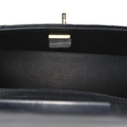 Shiny Calfskin Quilted CC Handle Vanity Flap Bag Black