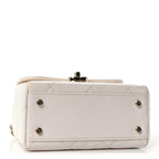 Shiny Calfskin Quilted CC Handle Vanity Flap Bag White