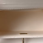 Shiny Calfskin Quilted CC Handle Vanity Flap Bag White
