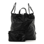 Shiny Calfskin Quilted Chanel 22 Backpack So Black