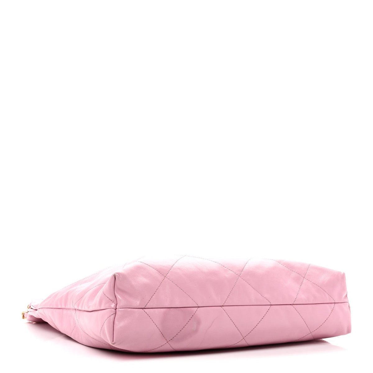 Shiny Calfskin Quilted Chanel 22 Drawstring Bag Pink
